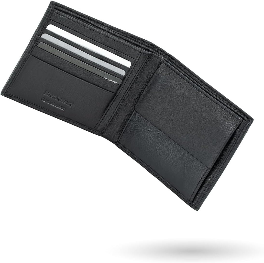 LINDENMANN Portemonnaie Herren Leder/Geldbeutel Herren, RFID, Rindleder, schwarz