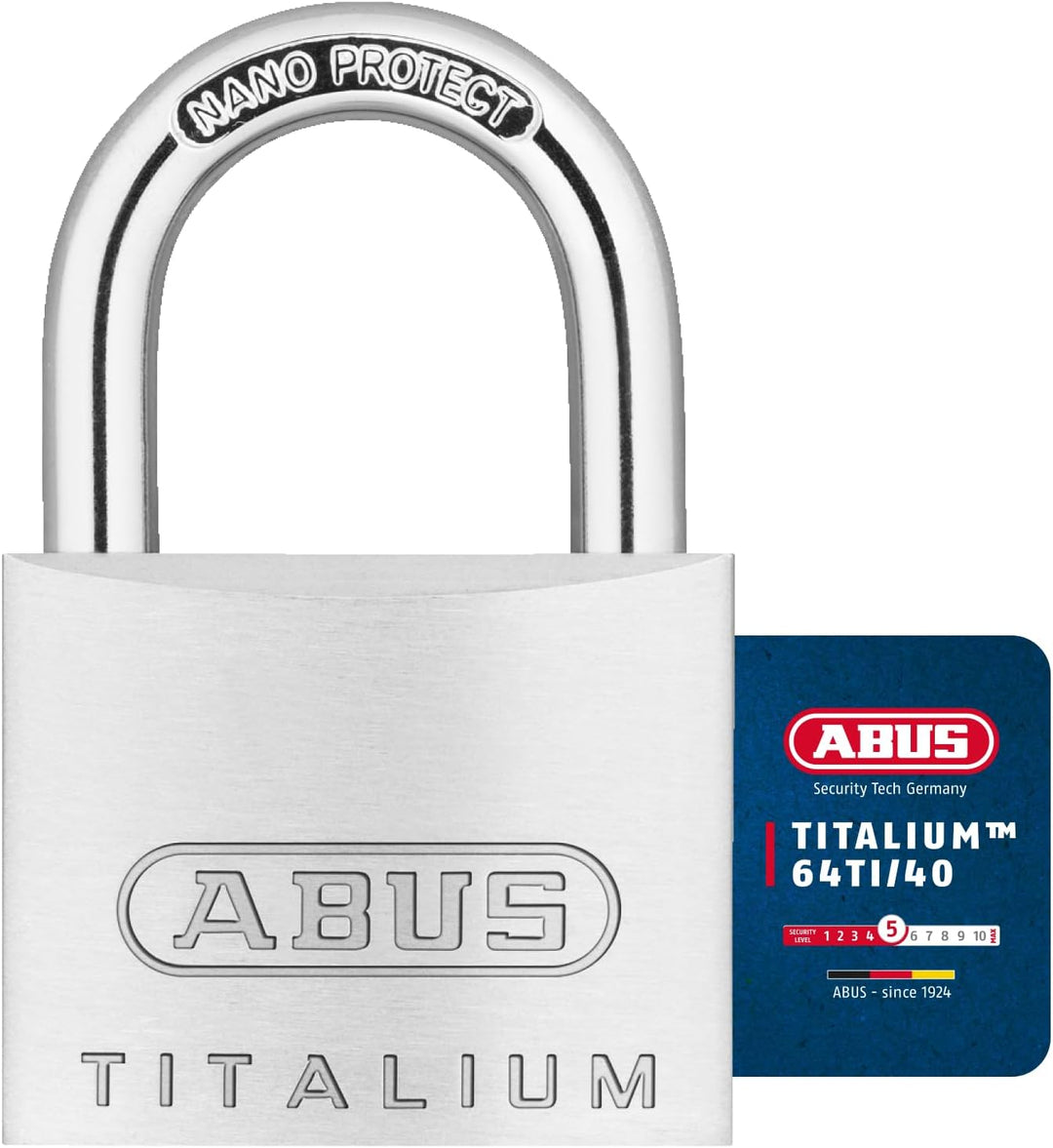 ABUS Vorhängeschloss Titalium 64TI/40 - 4er Set, gleichschliessend - Kellerschloss mit Schlosskörper