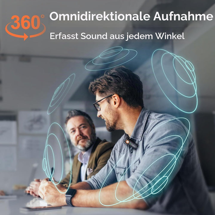 hohem MIC-01 Lavalier Mikrofon Wireless für iPhone iPad, Zweikanal-Aufnahme, 360° Tonaufnahme, 20H N