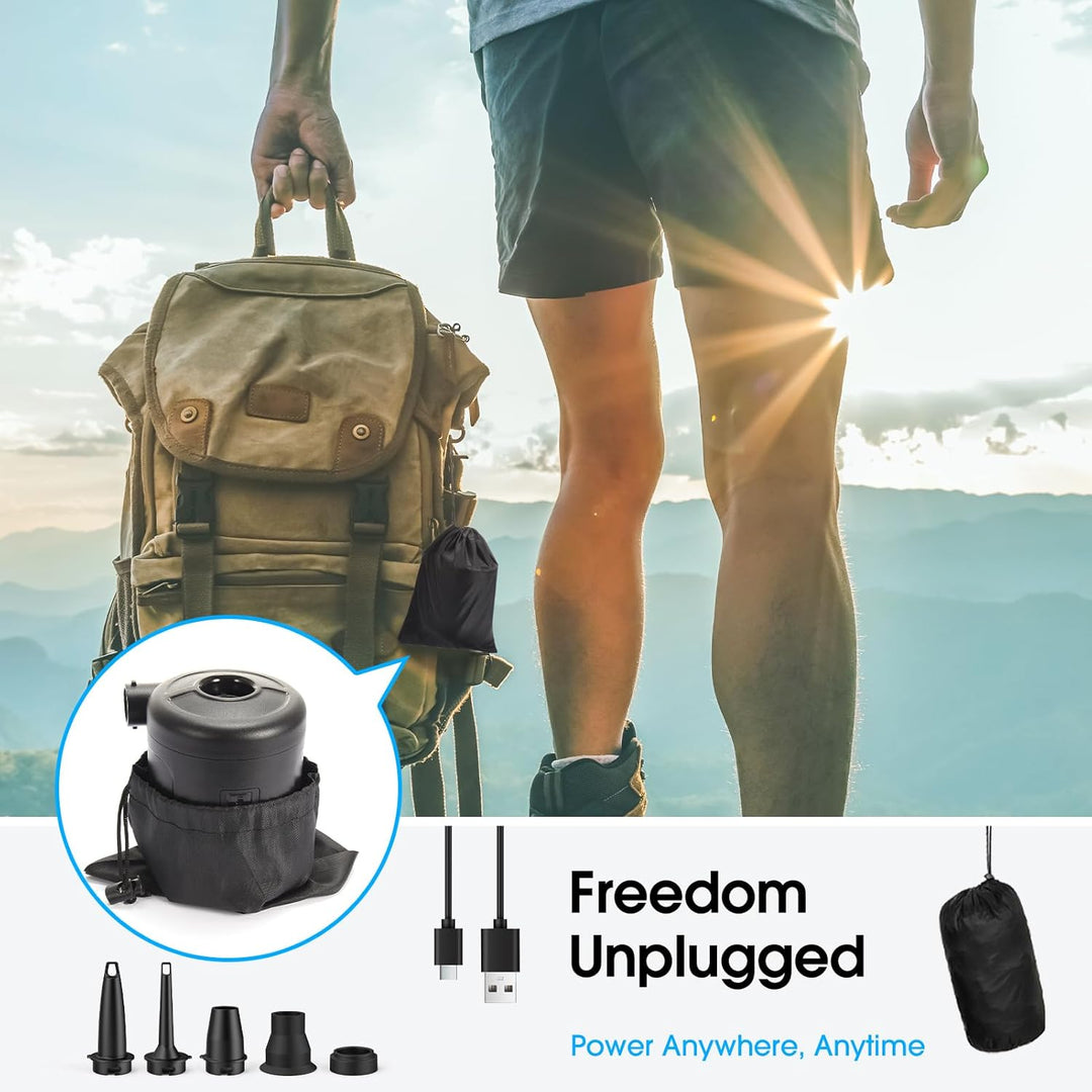 SUPPOU Elektrische Luftpumpe, 6 In 1 Tragbar Luftpumpe Elektrisch Wiederaufladbare 6000mAh Akku Luft