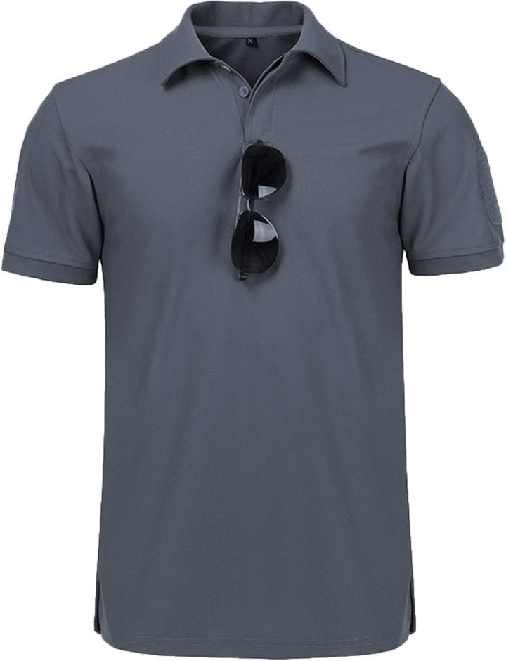 geeksport Poloshirt Herren Golf Kurzarm Freizeit Sport Polo Tennis Tshirts mit Brillenhalter Knopfle