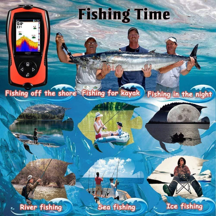 LUCKY Tragbarer Fischfinder Wandler Sonarsensor Wasser Tiefenmesser LCD Bildschirm Echolot Fischfind