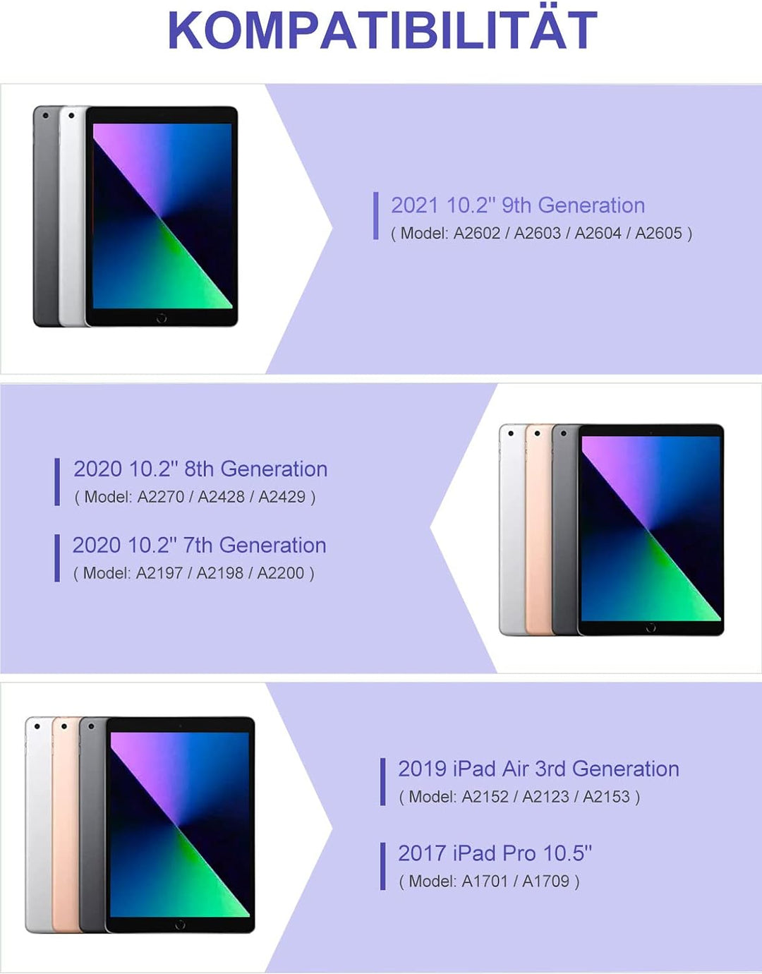 IVEOPPE Tastatur Hülle Kompatibel mit iPad 9.Gen/ 8.Gen/ 7. Generation 10,2 Zoll (2021/2020/2019),QW