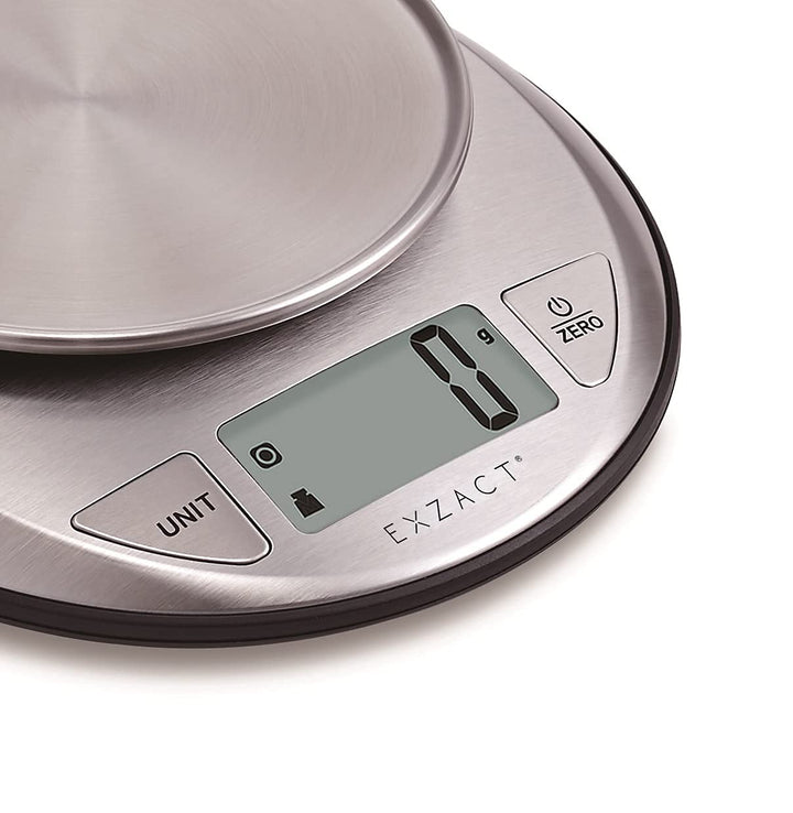 Exzact Elektronische Küchenwaage mit Grosser Anzeige - Flüssigkeitsvolumen Messfunktion/Auto-Zero/Ta