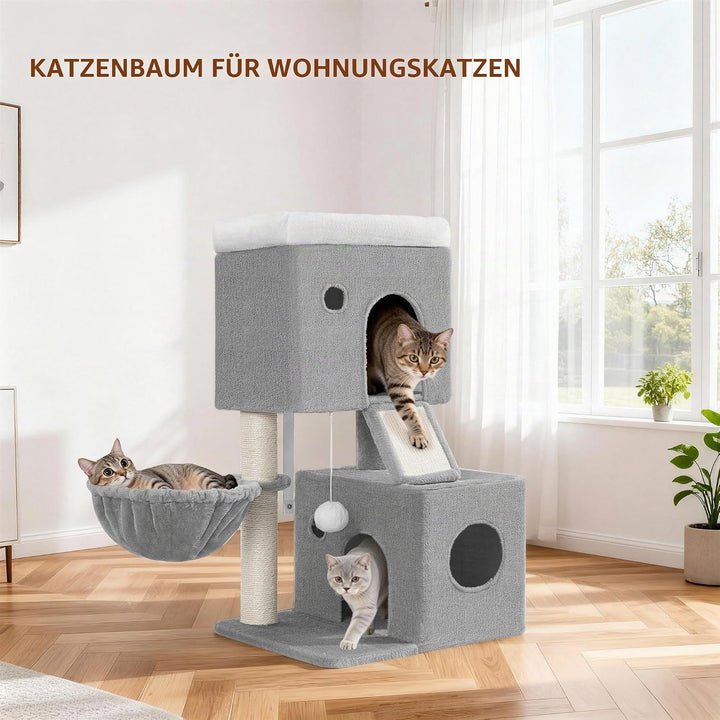Kratzbaum Klein, 82 cm Hoch Katzenkratzbaum, Katzenbaum Klein mit 2 Gemütlichen Höhlen, 1 Plattform,