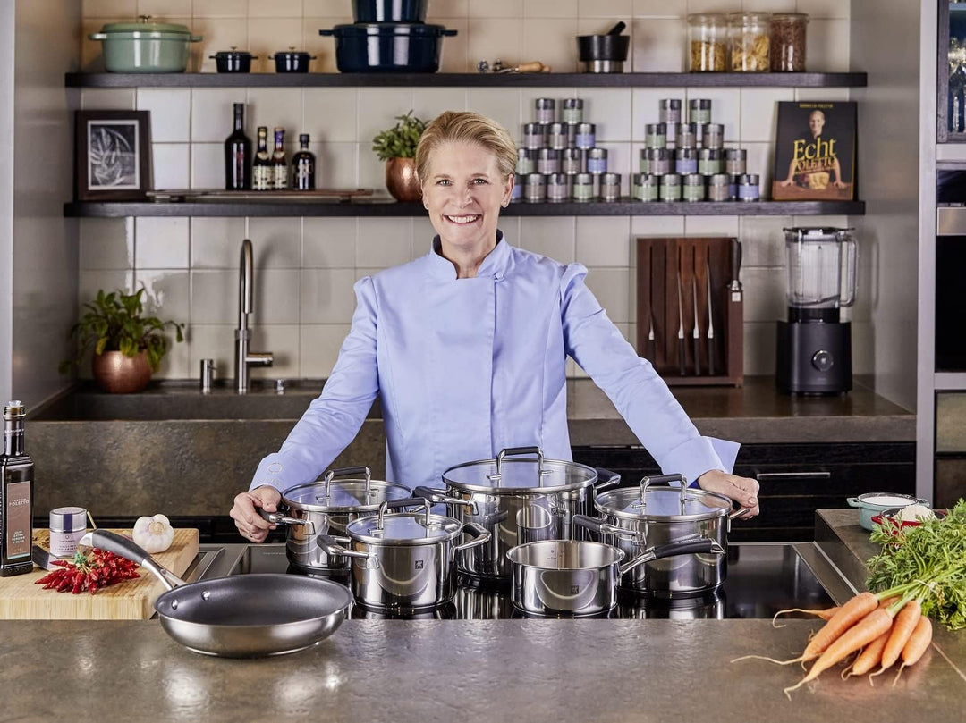 CORNELIA POLETTO BY ZWILLING Kochtopf-Set mit Pfanne, 6-teilig, 4 Deckel, Induktionsgeeignet, Edelst