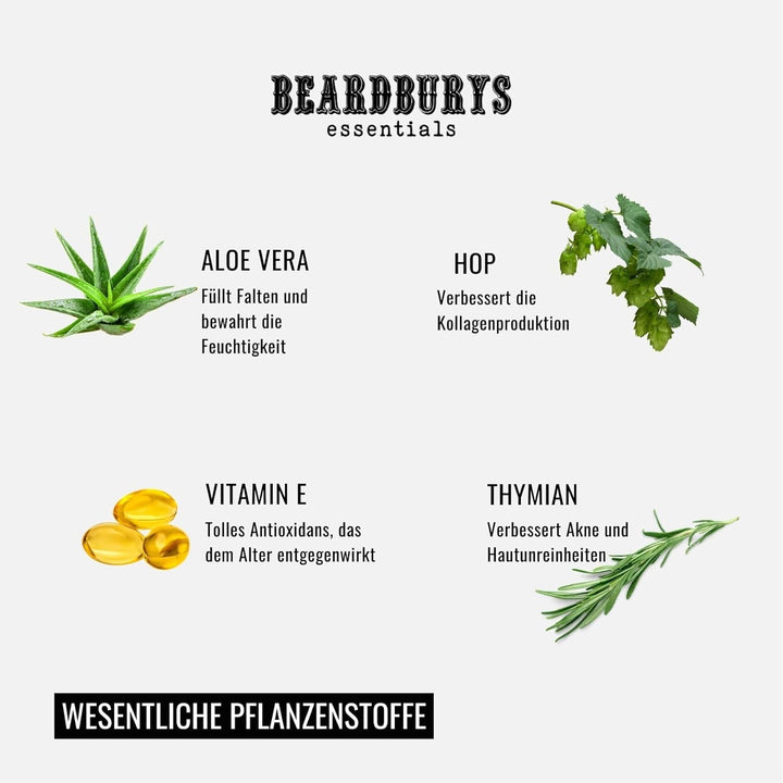 Beardburys Essentials Bart Trank | Herren -Gesichtsfeuchtigkeitscreme Für Den Bart. Erzeugen Sie Erz