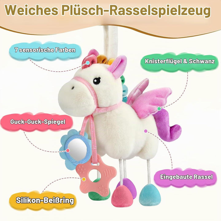 TYRY.HU Baby Spielzeug für Kinderwagen,Rassel Sensory Spielzeug, Knisterfolie, Beissring &amp; Spiegel,