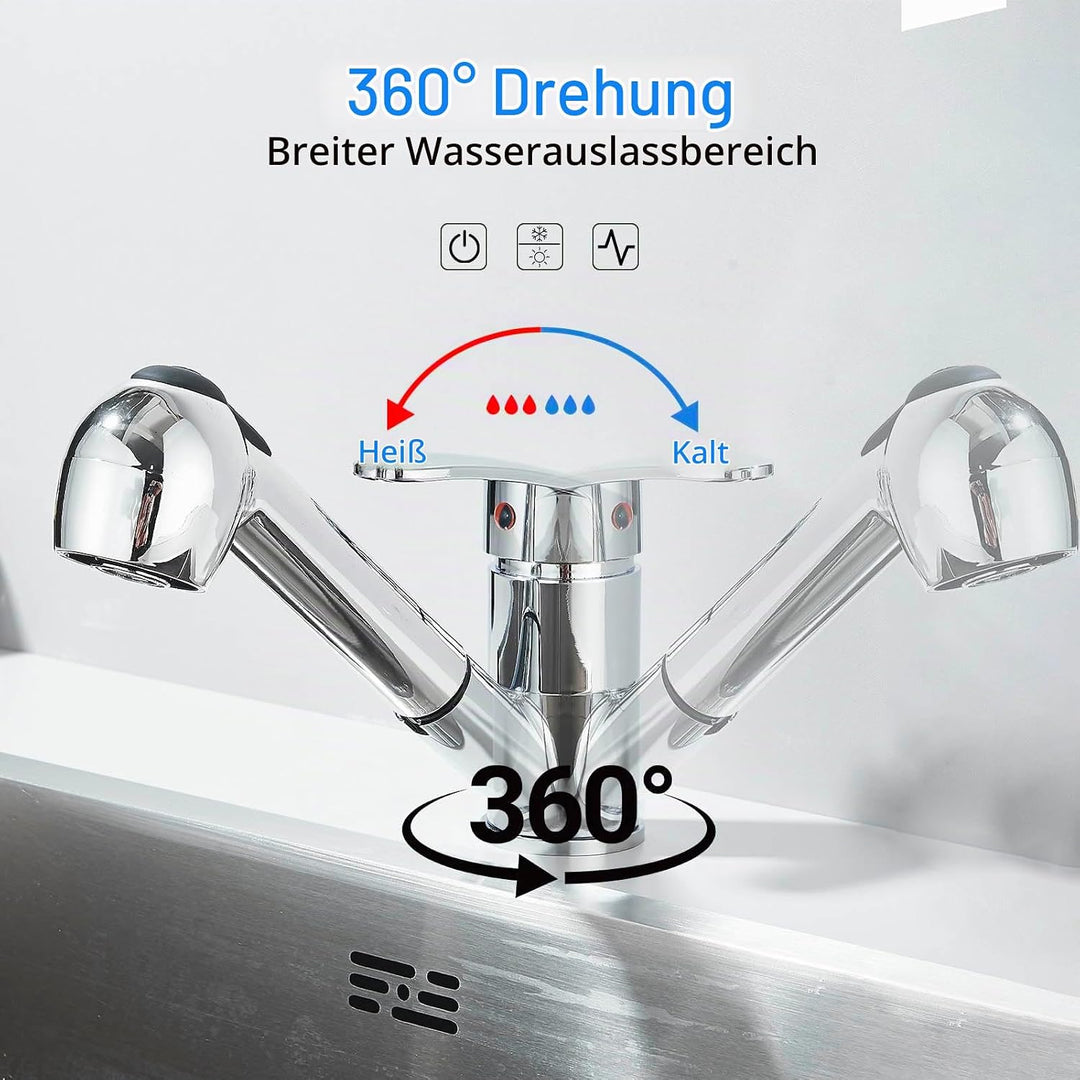 Hochdruck Einhebel Küchenarmatur Wasserhahn Küche Ausziehbar Chrom Küchenarmaturen Herausziehbare 36