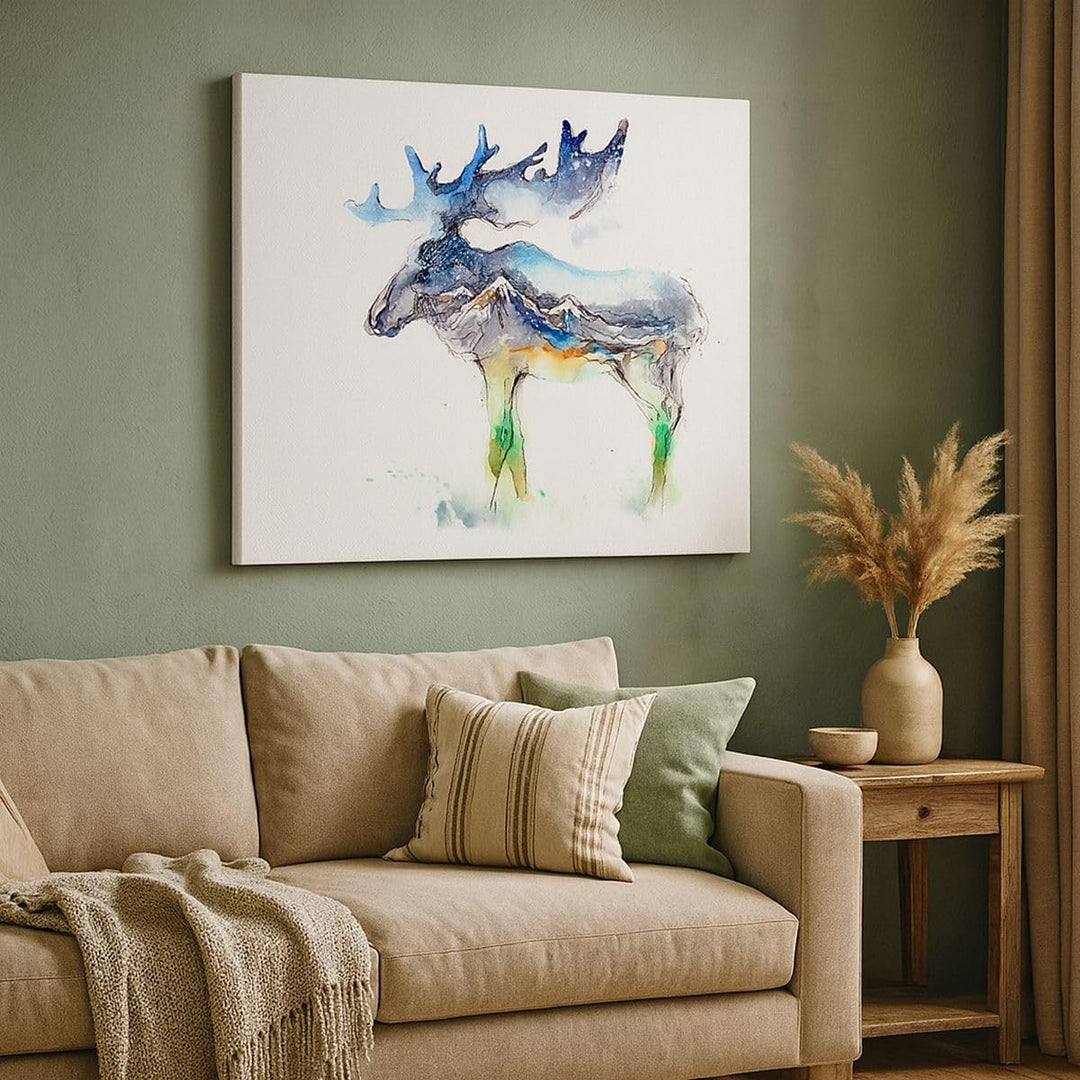 Bilder auf Leinwand Moose Berge Winter illustration Leinwandbild 70x50cm Wandbilder Dekoration Wohnz