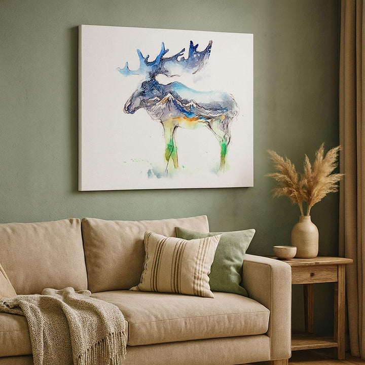 Bilder auf Leinwand Moose Berge Winter illustration Leinwandbild 70x50cm Wandbilder Dekoration Wohnz