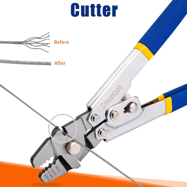 Drahtseil Crimping Swaging Tool,Cable Crimps bis zu 2,2mm mit 160pcs 4sizes Aluminium Double Barrel