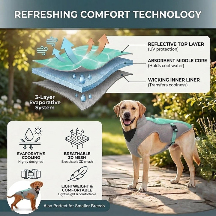 Verbesserte Hundekühlweste mit Sonnenschutz - Atmungsaktive Mesh-Weste für Hunde - Reflektierende St