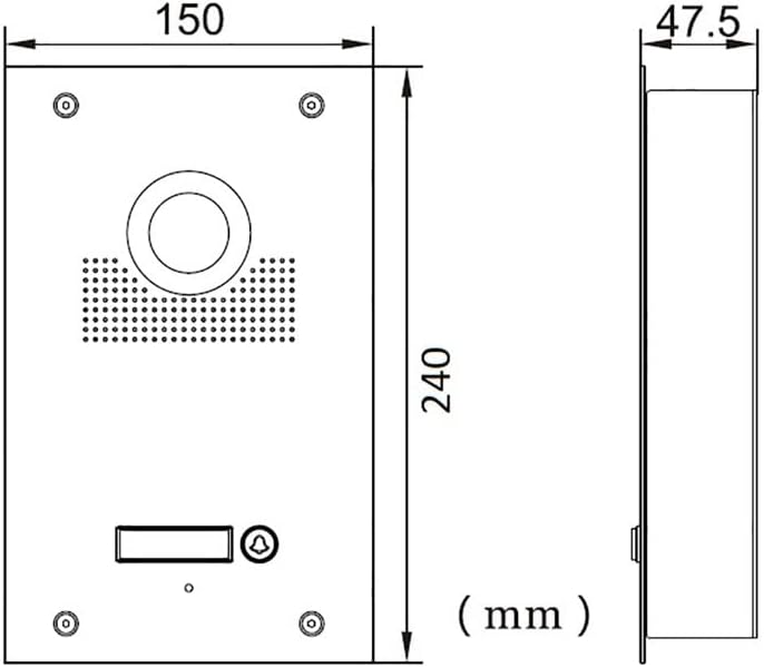 MATHFEL 2 Draht Bus IP Video Türsprechanlage 170 Grad Kamera, Aussenstation in Aluminium, Full HD Au