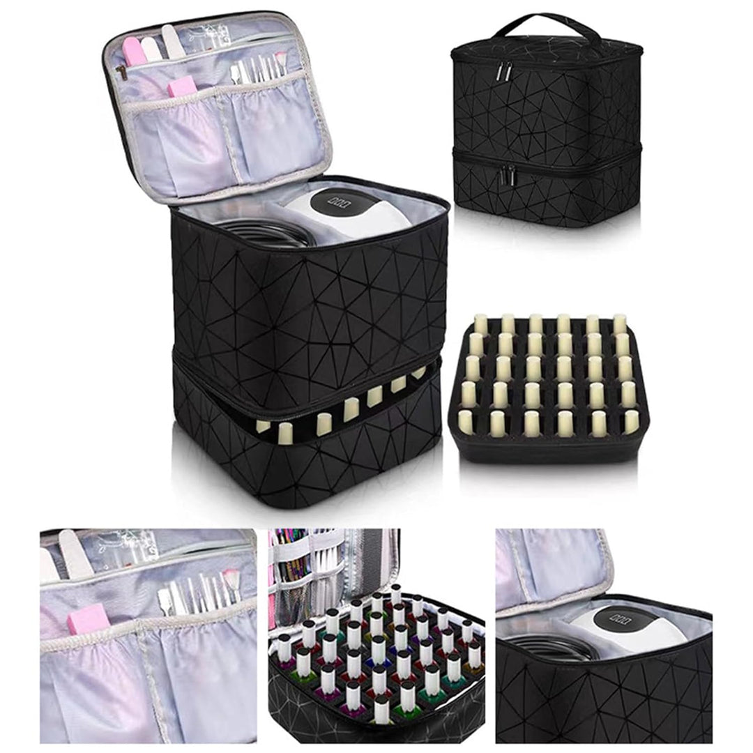 Makeup Bag, Double Layer Travel Bag, Nail Polish Organiser, Double Layer Design Nail Polish Holder C
