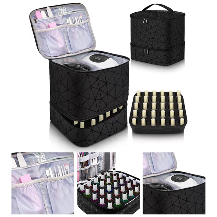 Makeup Bag, Double Layer Travel Bag, Nail Polish Organiser, Double Layer Design Nail Polish Holder C