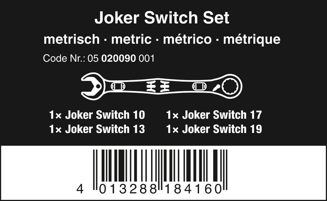 Wera 05020090001 6001 Joker Switch 4 Set 1, Maul-Ringratschenschlüssel-Satz, metrisch, 4-teilig 4-te
