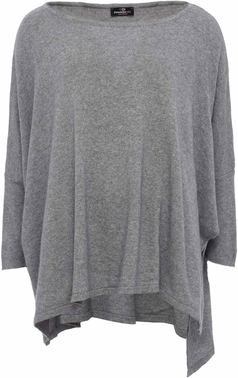 Zwillingsherz Poncho mit Baumwolle - Hochwertiges Cape für Damen - XXL Umhängetuch und Tunika mit Är