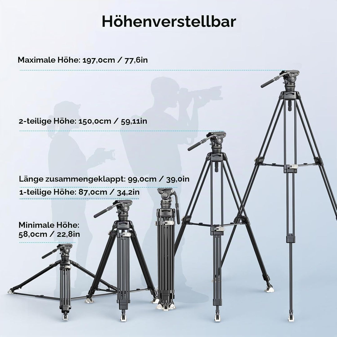 SMALLRIG AD-120 FreeBlazer Carbonfaser Videostativ Kit, 77" Videostativ mit 6 Stufigem Gegengewicht,