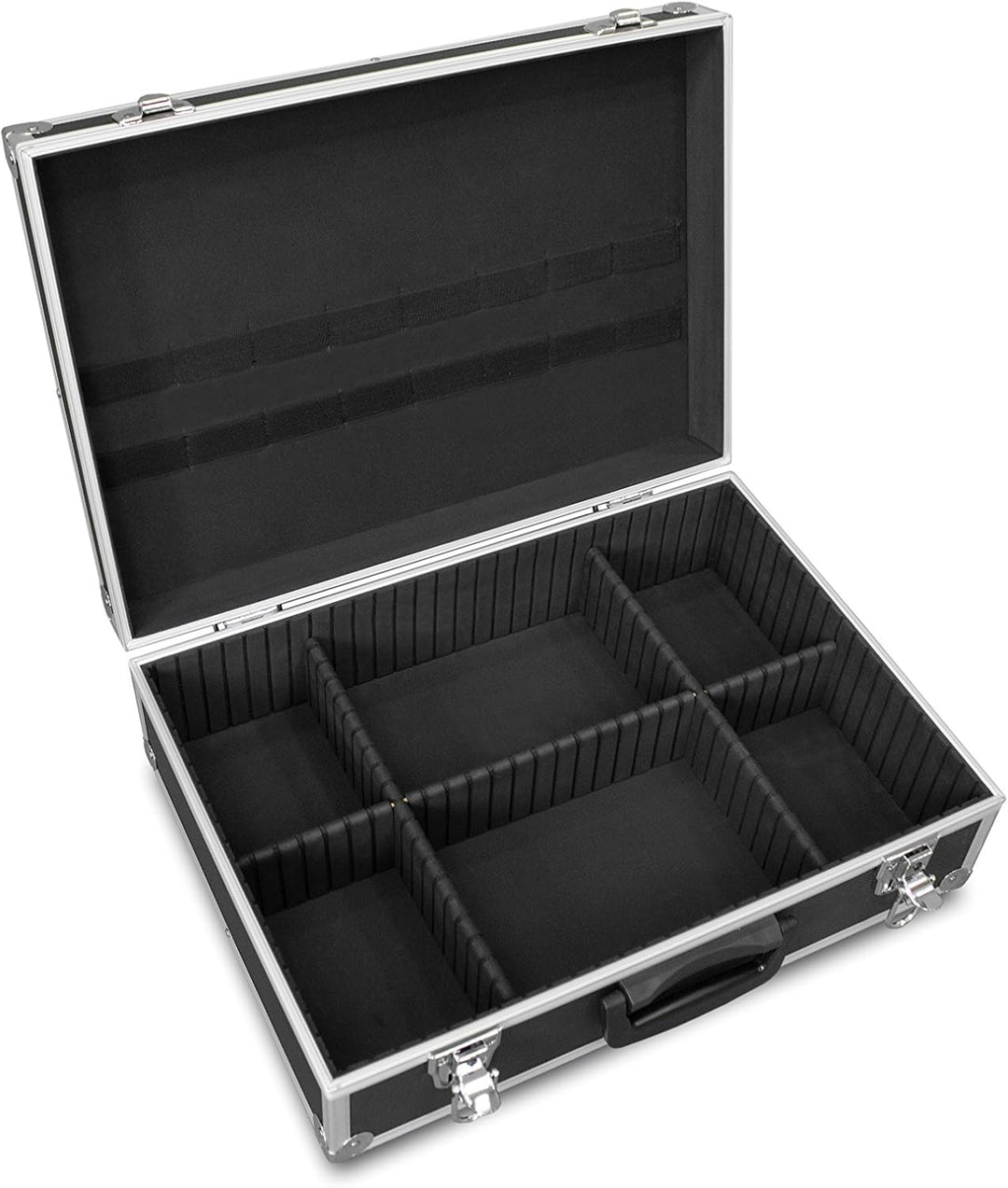 GORANDO® Transport-Koffer in schwarz mit Aluminiumrahmen für Werkzeuge, Kamera, Messgeräte | Schaums