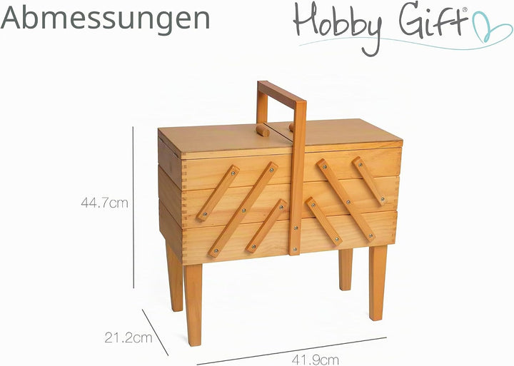 Hobby Gift GB8550 Wooden Workbox Holz Cantilever Sewing Hobby Craft Aufbewahrungsbox, 3 Ebenen mit B