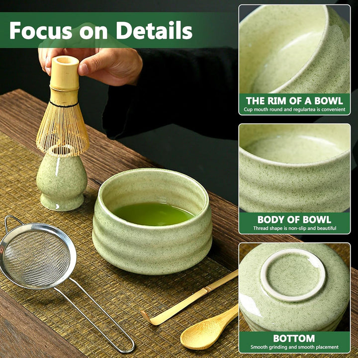 Matcha Set, 8 Stück Matcha Besen Set, Matcha Tea Set,Stylisches Matcha Set, Matcha Schale, Chasen, M