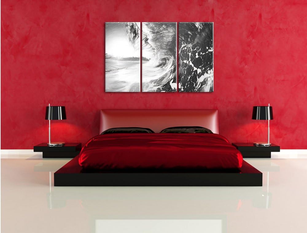 Pixxprint Riesen Welle bei Sonnenaufgang als Leinwandbild/Grösse: 3 Teilig (120x80) cm/Wandbild/Kuns