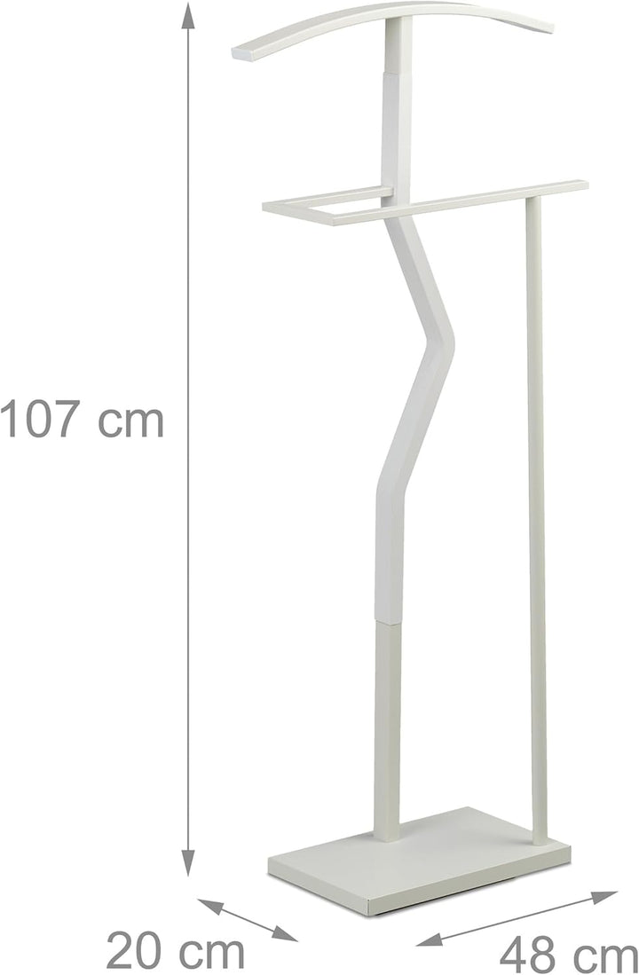 Relaxdays Herrendiener, Jackett & Hose, HxBxT: 107 x 48 x 20 cm, Metall & Holzoptik, Stiller Diener