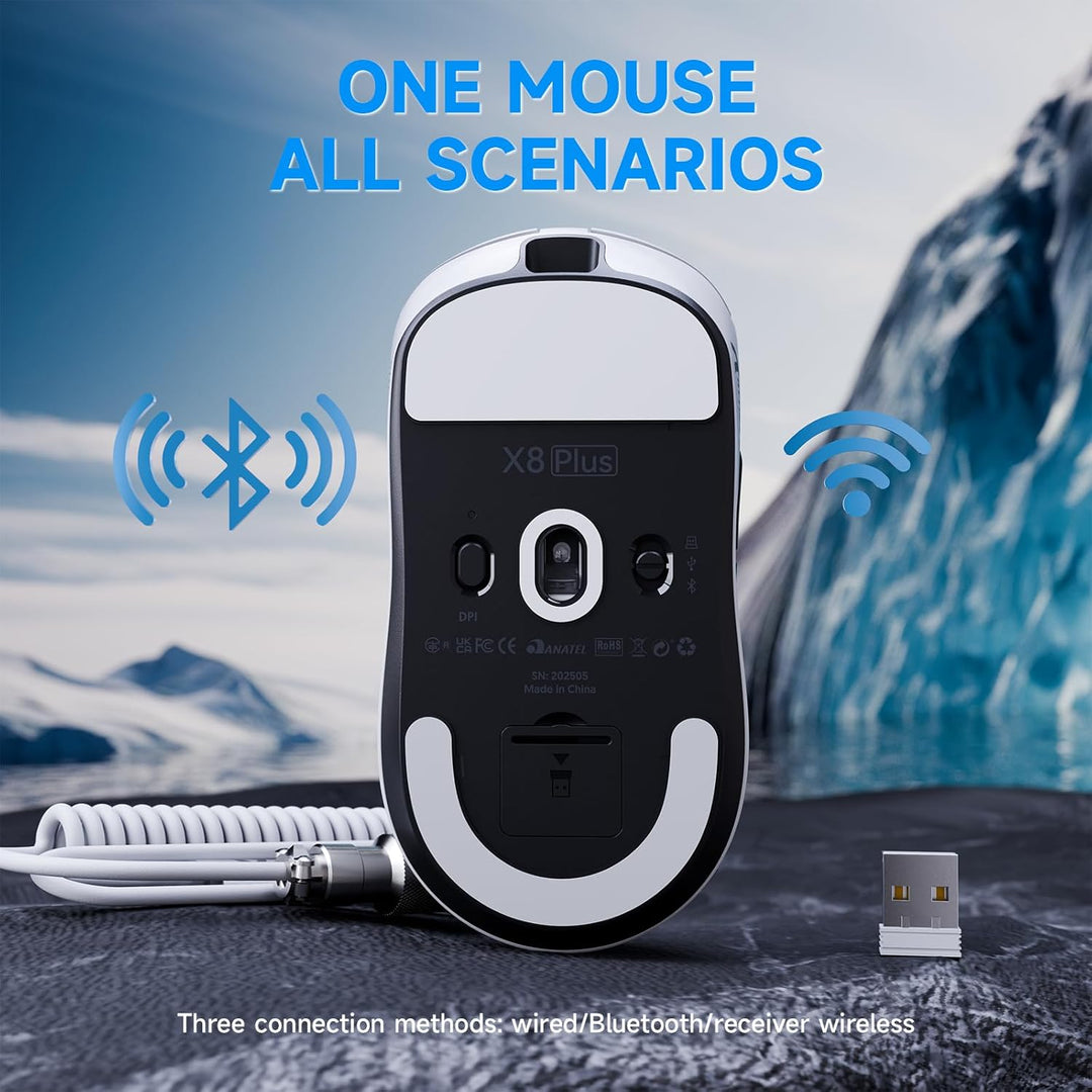 ATTACK SHARK X8 Serie Kabellose Gaming-Maus, 55–65 g Superleicht, PixArt PAW3395/3950 Sensor, BT/2.4