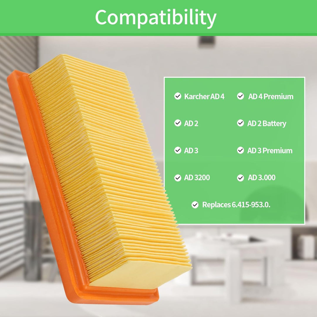 2 Stück Filter für Kärcher AD 4 Premium, AD 4, AD 2, AD 2 Battery, AD 3, AD 3 Premium, AD 3200, AD 3