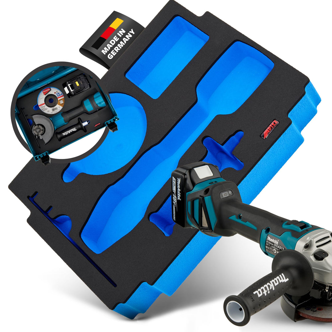 APTEX Schaumeinlage passend für Makita Akku-Winkelschleifer DGA 517 MakPac Gr. 2-3