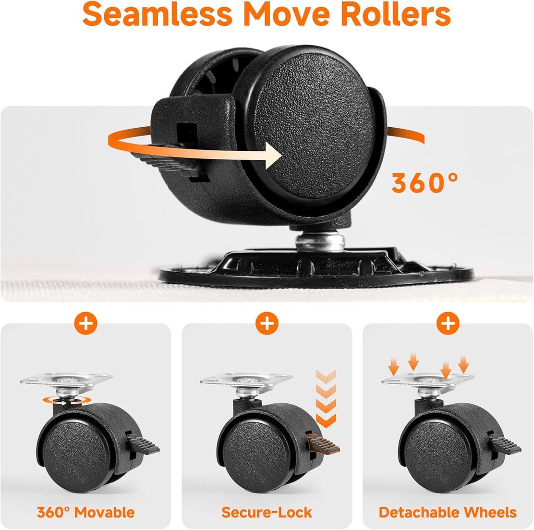 2er-Set Rollbare Aufbewahrungsbox unter dem Bett, 15 cm Höhe (6 Zoll) mit klarem Deckel - Weisse Bet
