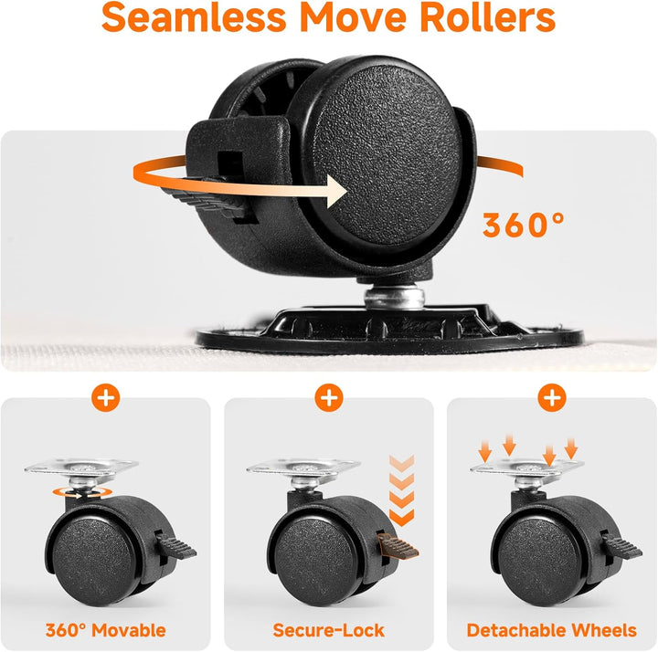 2er-Set Rollbare Aufbewahrungsbox unter dem Bett, 15 cm Höhe (6 Zoll) mit klarem Deckel - Weisse Bet