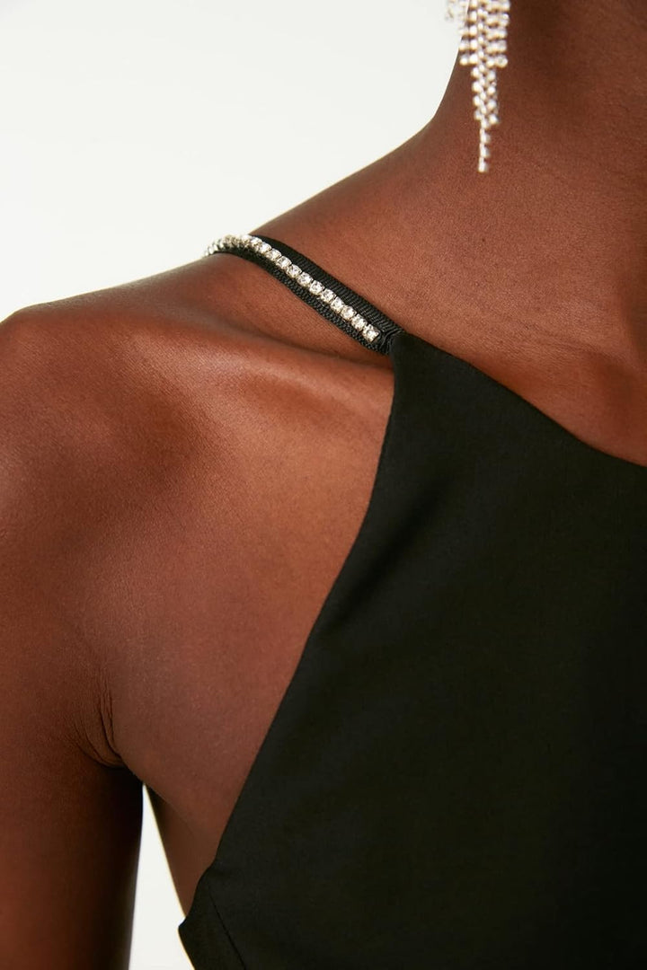 TRENDYOL Damen Taille Detaillierter Stein Hängender Overall 34 Schwarz, 34 Schwarz