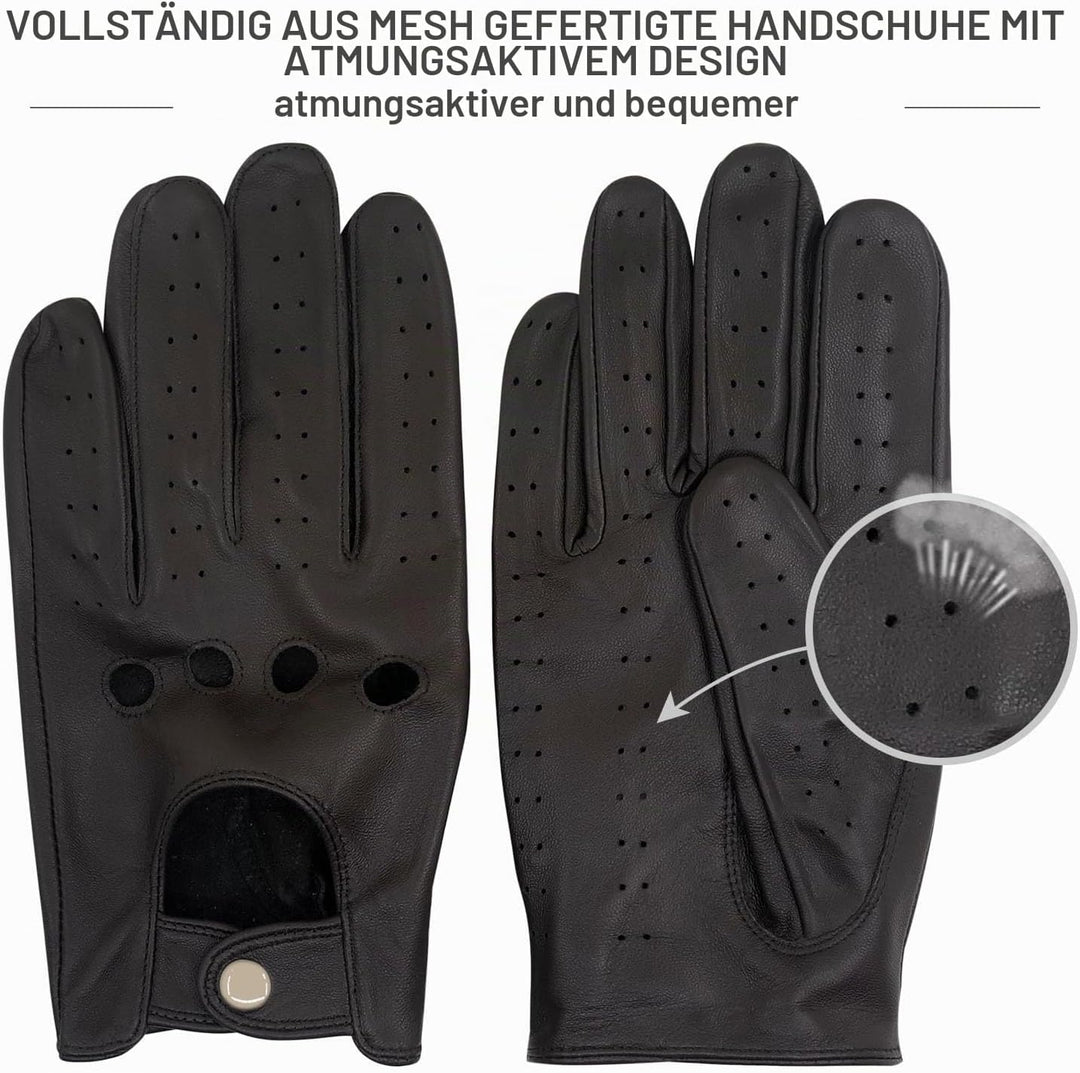 ZLUXURQ Herren Luxus 100% Schaffell Fahrhandschuhe-Weiches hochwertiges Leder Medium(21.6-22.9cm) Du