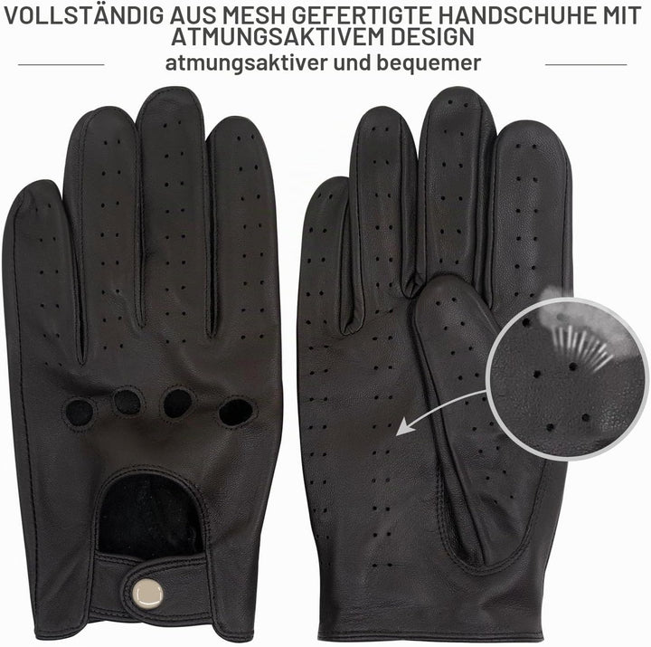 ZLUXURQ Herren Luxus 100% Schaffell Fahrhandschuhe-Weiches hochwertiges Leder Medium(21.6-22.9cm) Du
