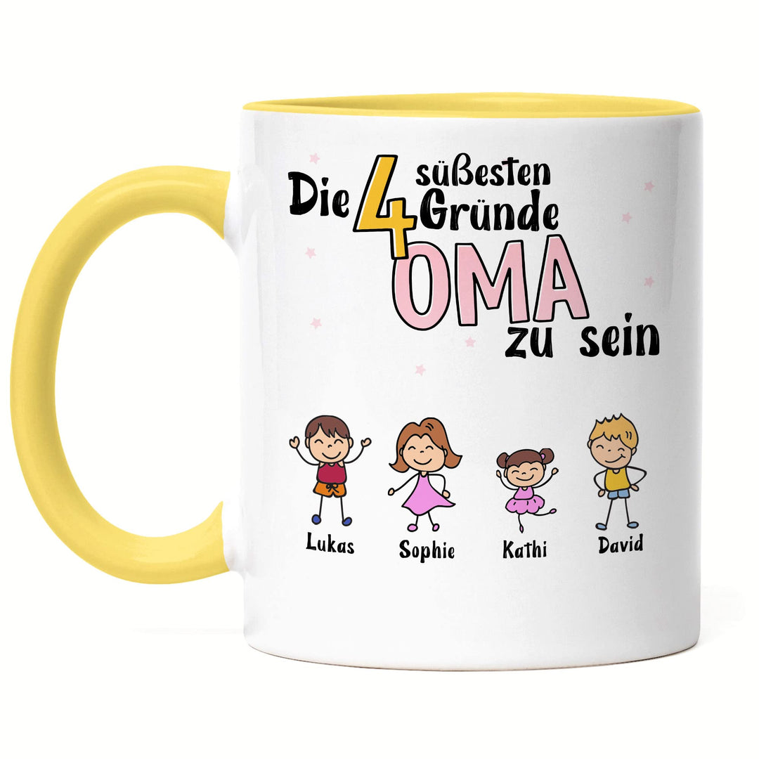 Oma Tasse Gelb Geburtstag Personalisiert für Oma Enkel Enkelin Baby Geschenk Kinder Oma Geschenk Mut