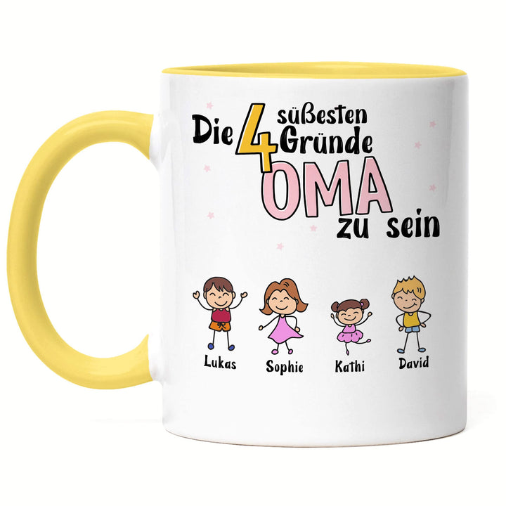 Oma Tasse Gelb Geburtstag Personalisiert für Oma Enkel Enkelin Baby Geschenk Kinder Oma Geschenk Mut