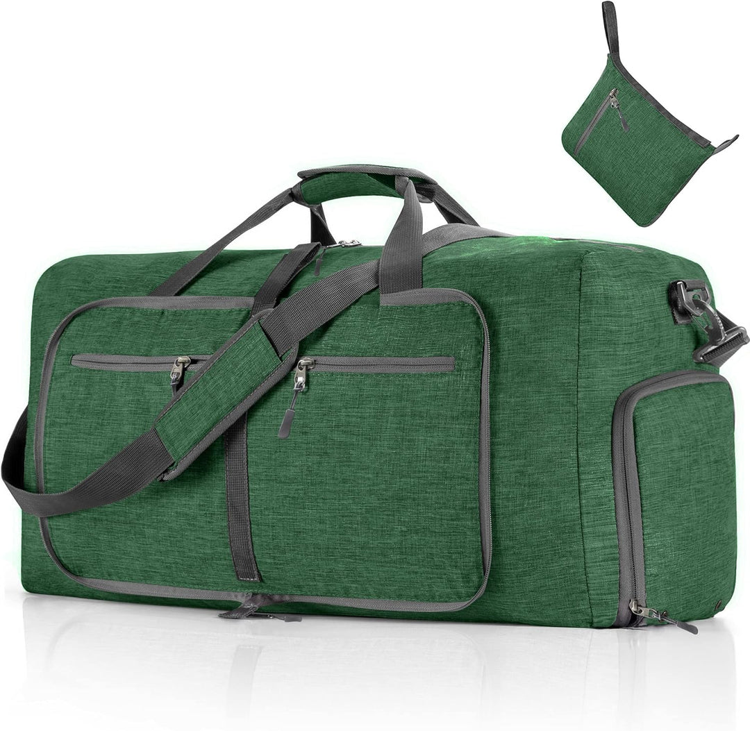 Vomgomfom 85L Reisetasche mit Schuhfach, Grosse Falttasche für Camping, Reisen, Fitness, Dunkelgrün