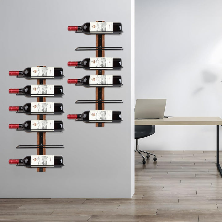 Weinregal zur Wandmontage für 12 Weinflaschen, Flaschenhalter Flaschenregal Holz, Weinflaschenhalter