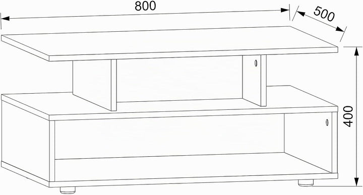 VCM Holz Couchtisch | Sofatisch mit ausreichend Stauraum | Masse ca. H. 40 x B. 80 x T. 50 cm | Wohn