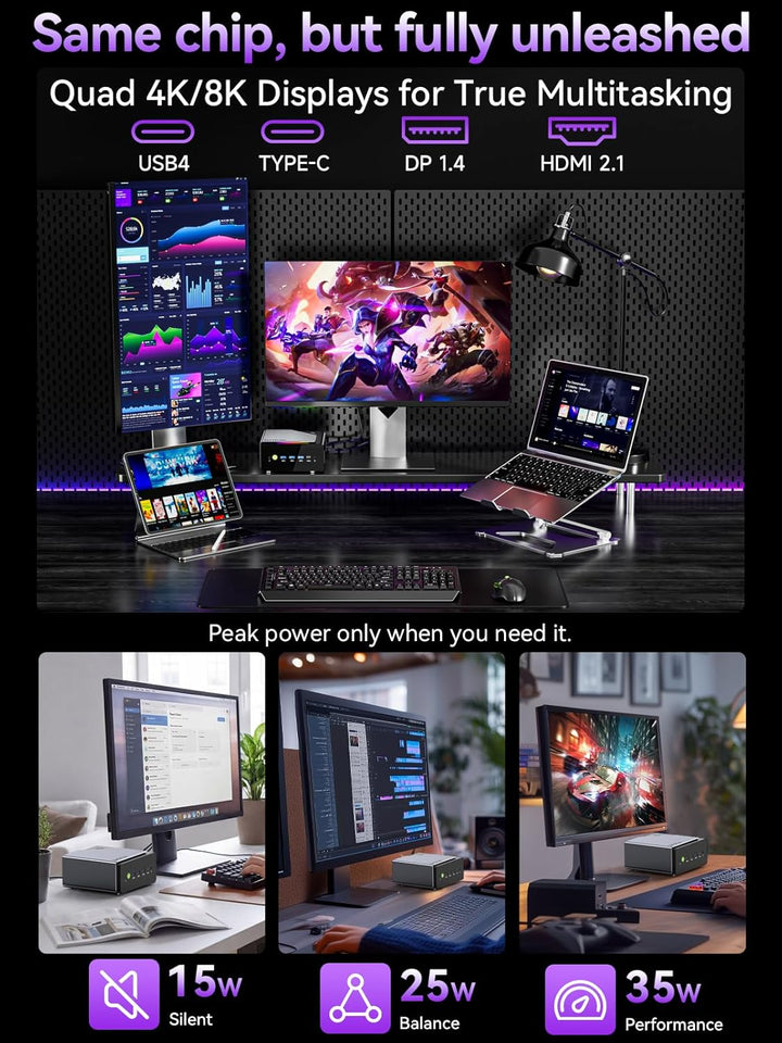 GMKtec Mini PC, K15 Intel Core Ultra 5 125U(Turbo 4,3 GHz, 12C/14T) Micro-PC Vorinstalliertes 11 Pro