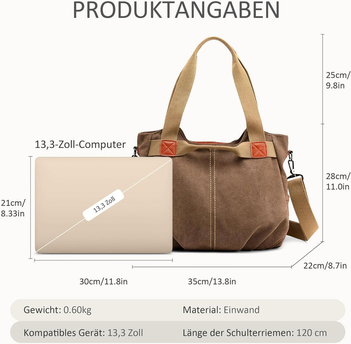 DIRRONA Casual Damen Segeltuch Umhängetasche Gross Kapazität Handtasche Reise Schultertasche Multifu
