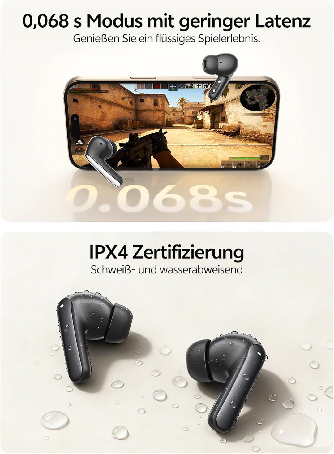 QCY Melobuds N20 In Ear Kopfhörer Bluetooth Noise Cancelling,Bluetooth kopfhörer mit -50dB Adaptive