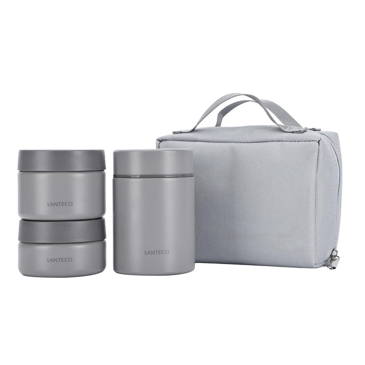SANTECO Vakuumisolierter Suppen-Lunch-Set 1050ml - Isolierte Brotdose mit Löffel & Tragetasche - Sti