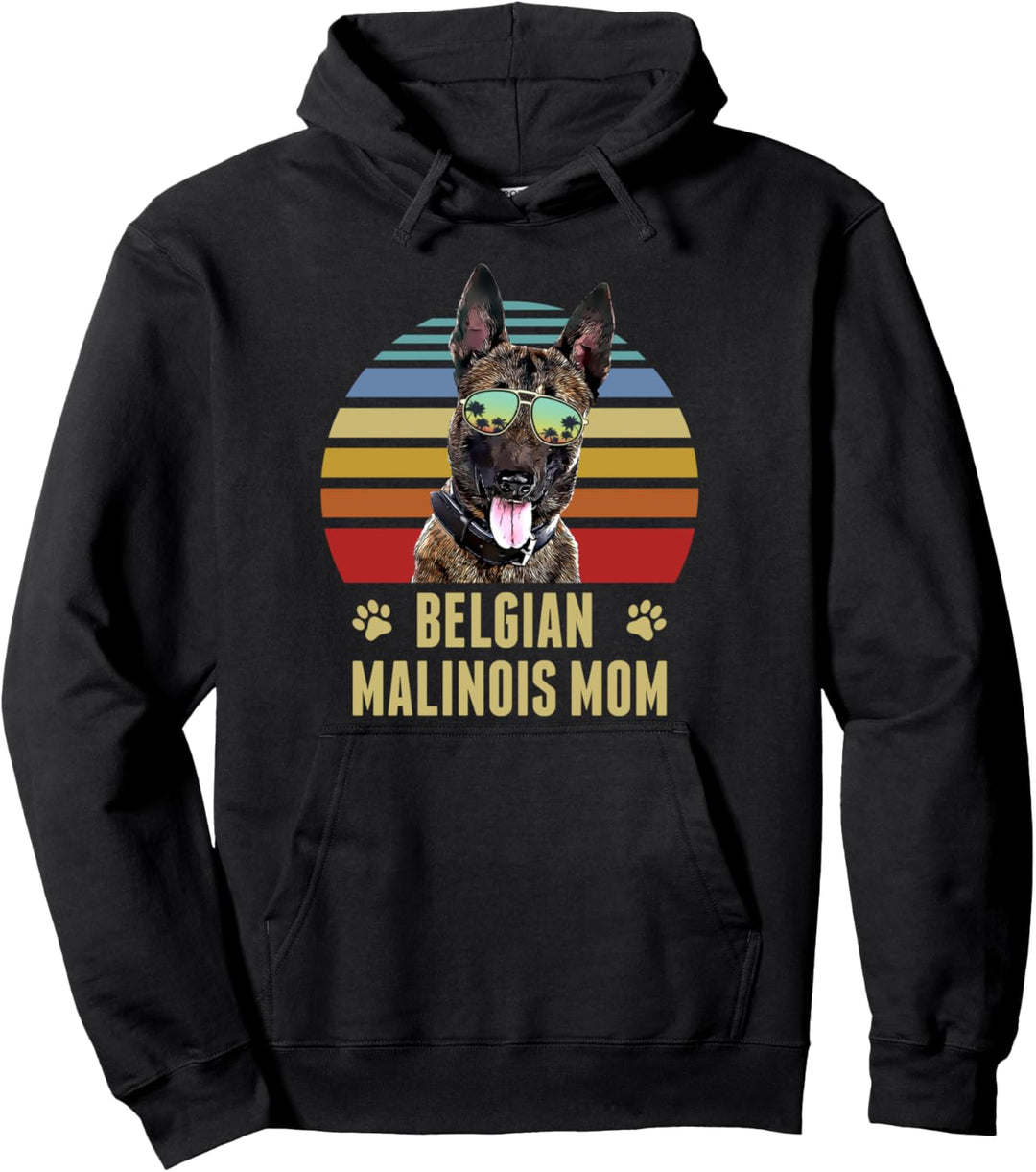 Belgische Malinois Best Dog Mom Ever Retro Sonnenuntergang Beach Vibe Pullover Hoodie