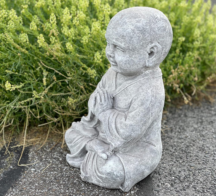stoneandstyle Steinfigur betender Shaolin Mönch frostfest Steinguss ca. 18,3 kg