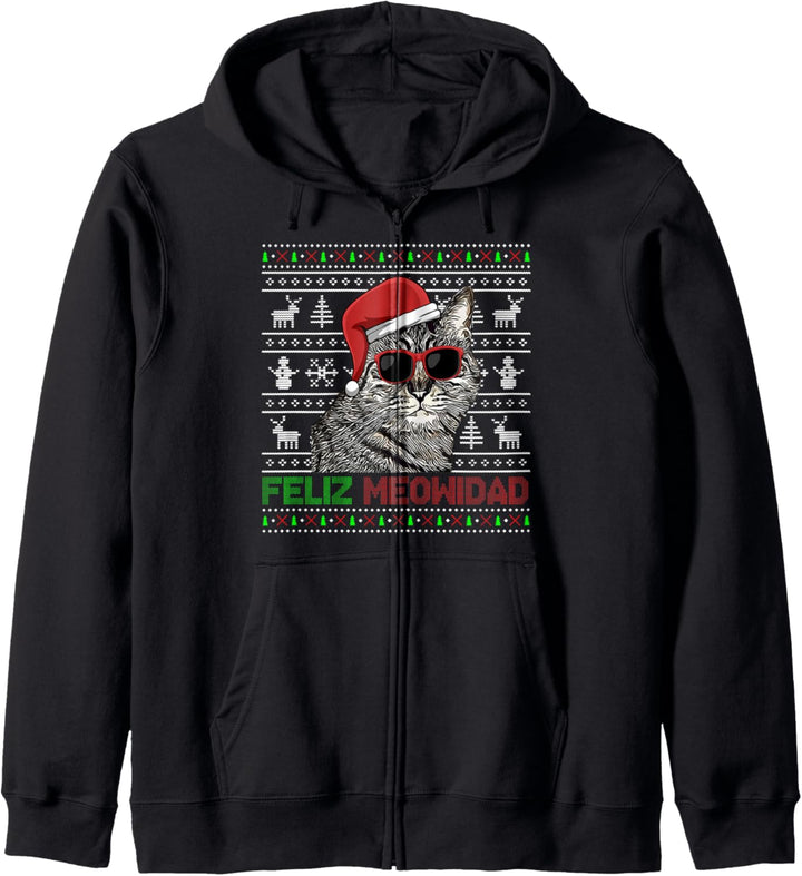 American Bobtail Cat Feliz Meowidad Lustige Weihnachten Kapuzenjacke