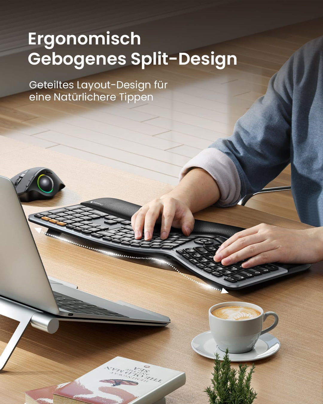 ProtoArc EM11 NL Ergonomische Vertikale Maus und EK01 Plus Ergonomische Tastatur Kabellos Beleuchtet