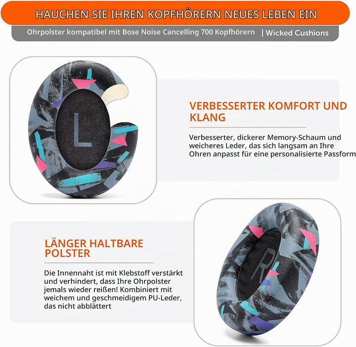 WC Wicked Cushions Verbesserte Ersatz-Ohrpolster für Bose 700 Noise Cancelling-Kopfhörer (NC700) – w